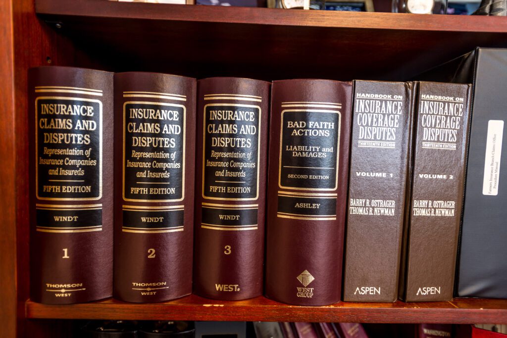 Law books on a shelf